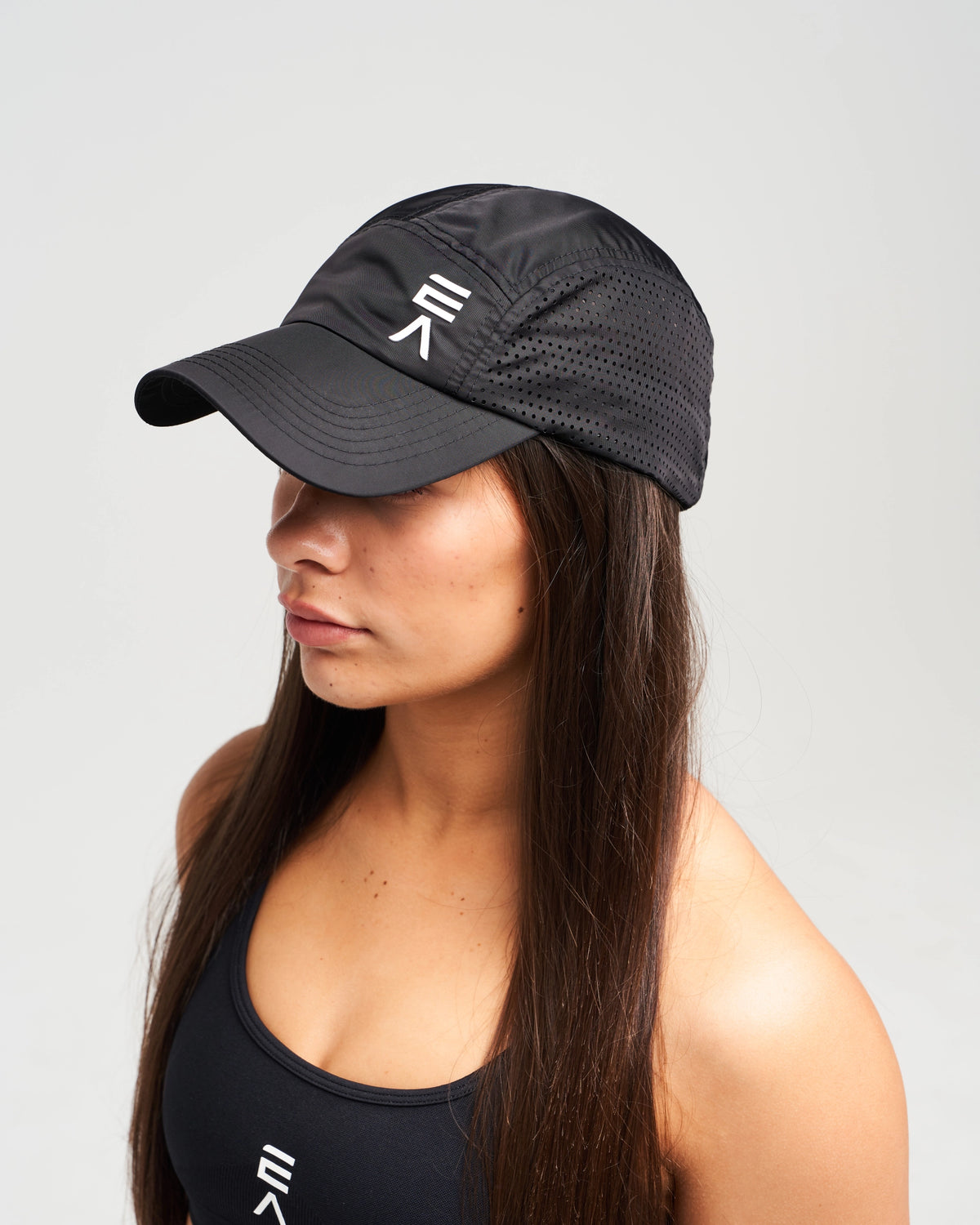 Top view of EVOActive Unisex Core Run Cap with logo visible on the front against a white background