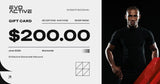 EVOActive gift card with AU$200 value, redeemable storewide for flexible gifting and shopping.