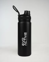 Midnight black EVOActive Fusion-Sip bottle for hot and cold drinks with Evo Ice white branding